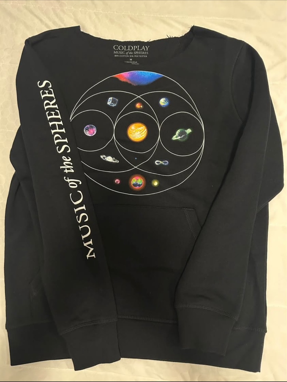 Women's Coldplay Black 'Music of the Spheres' Crewneck Sweater